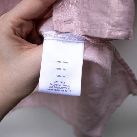 Ellen Tracy | NWT Pink Linen Short Sleeve Blouse - Picture 6 of 7